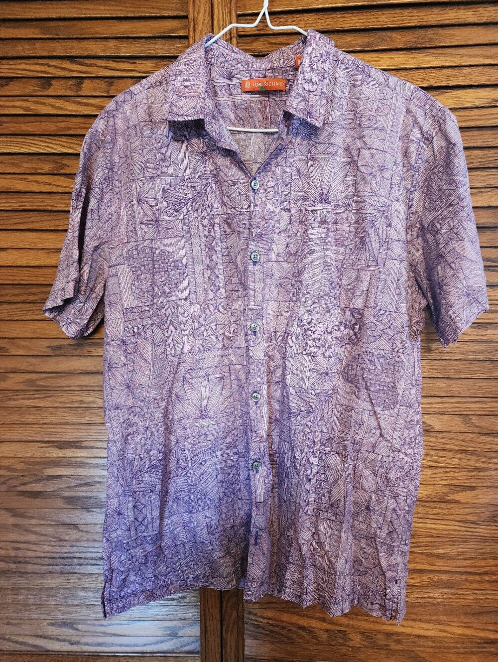 Tori Richard Mens Short Sleeve Button Down Shirt Size Large